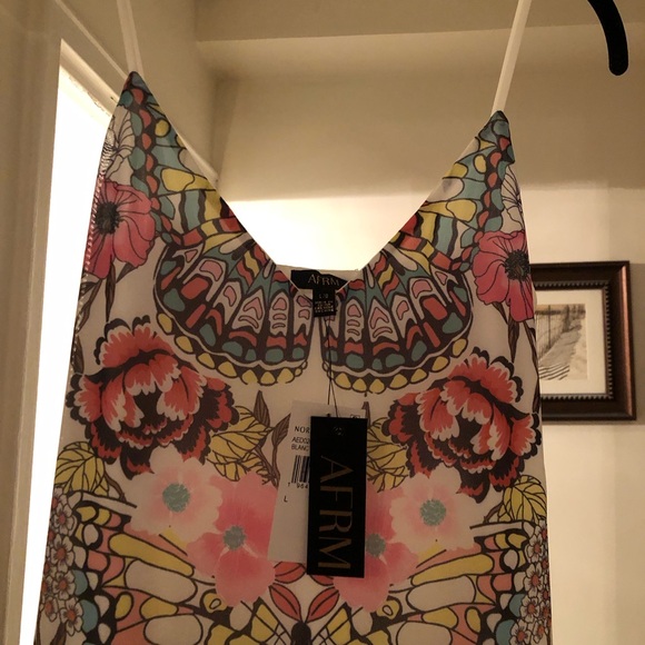 Afrm White multi color mesh butterfly midi dress - Picture 5 of 6